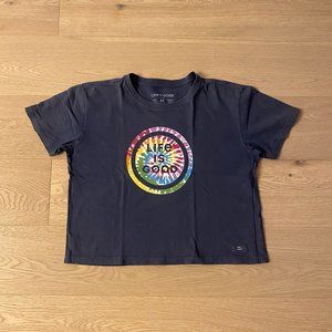 Life is Good Tie-Dye Coin Boxy Crusher Short Sleeve T-Shirt - Navy - Medium